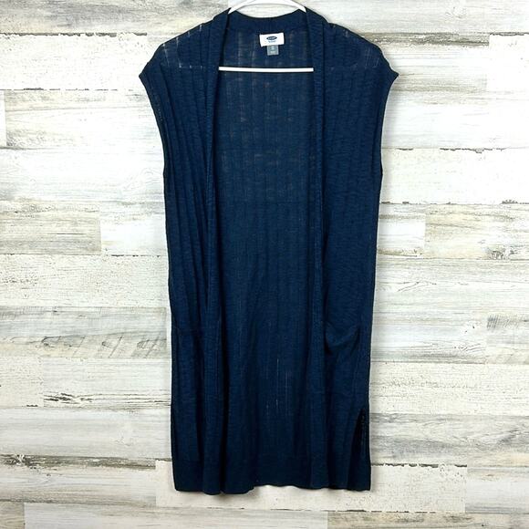 Old Navy Women’s XS Navy Blue Lightweight Sleeveless Cardigan Vest NEW - Picture 1 of 4